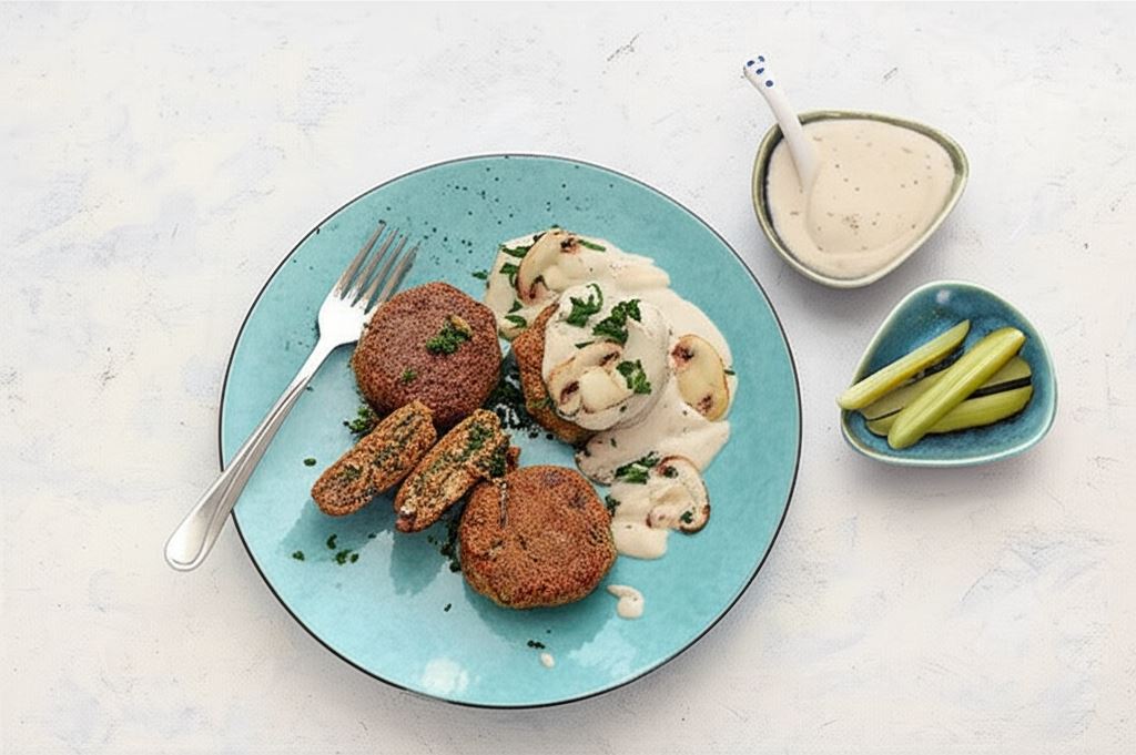 Mielone wegetariańskie w sosie pieczarkowym