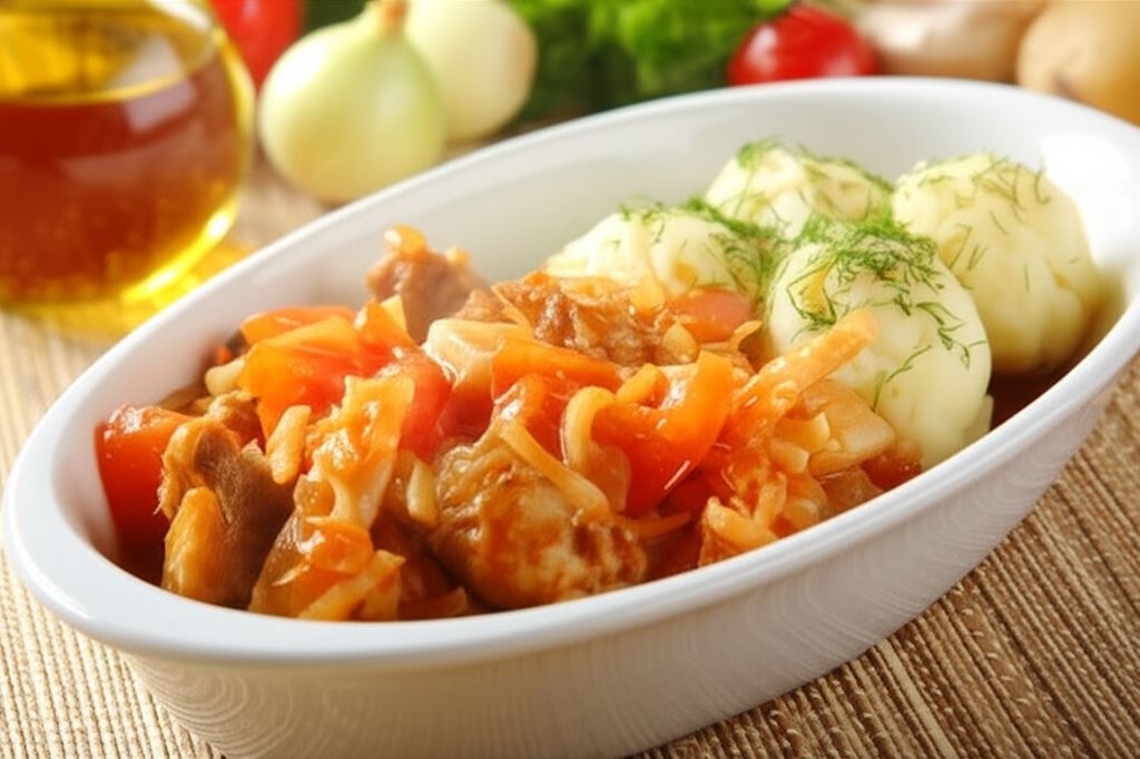 Mięso wieprzowe duszone z warzywami