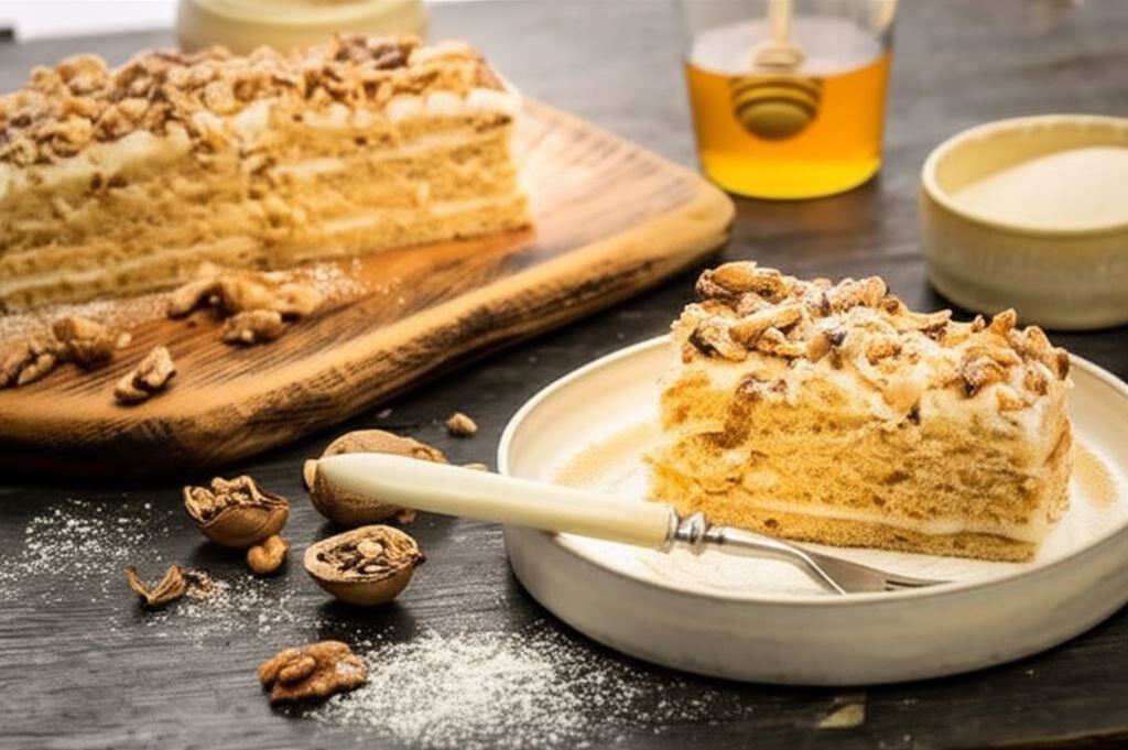 Miodownik z kremem z kaszy manny