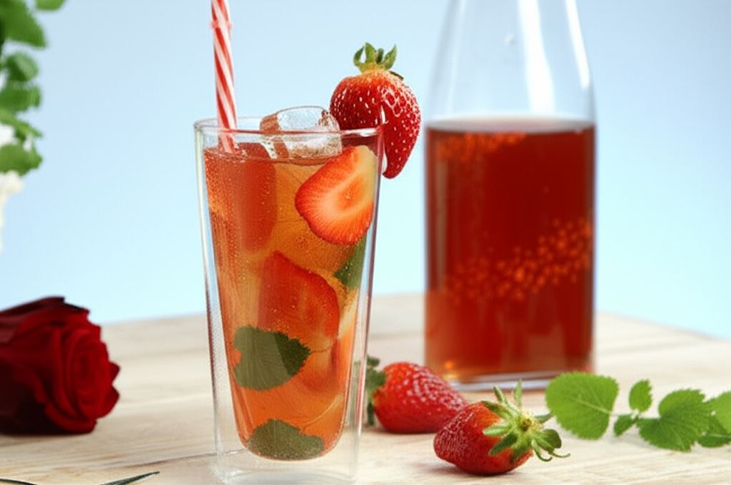 Mrożona herbata z truskawkami – strawberry field