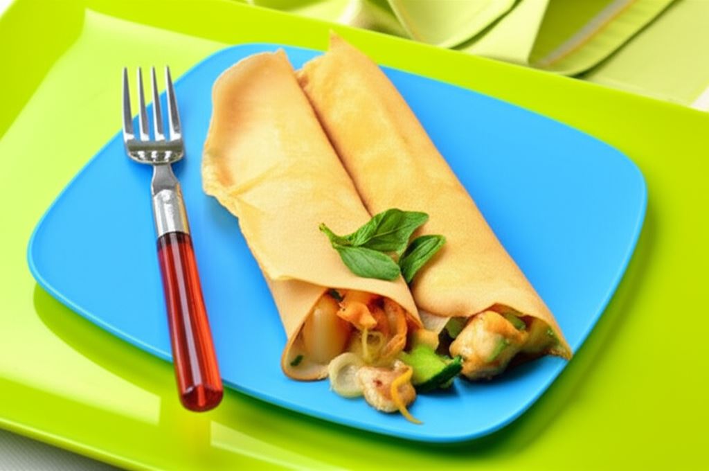 Naleśnik z kremowym kurczakiem i warzywami