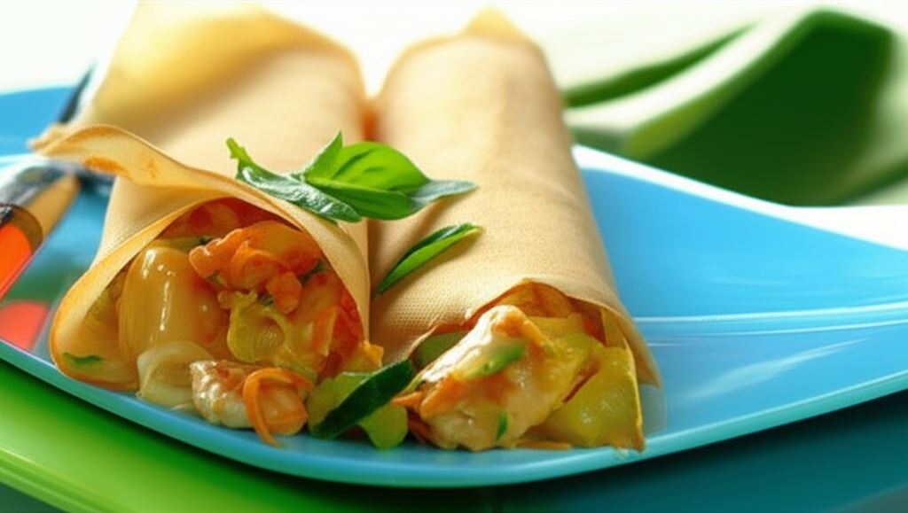 Naleśnik z kremowym kurczakiem i warzywami