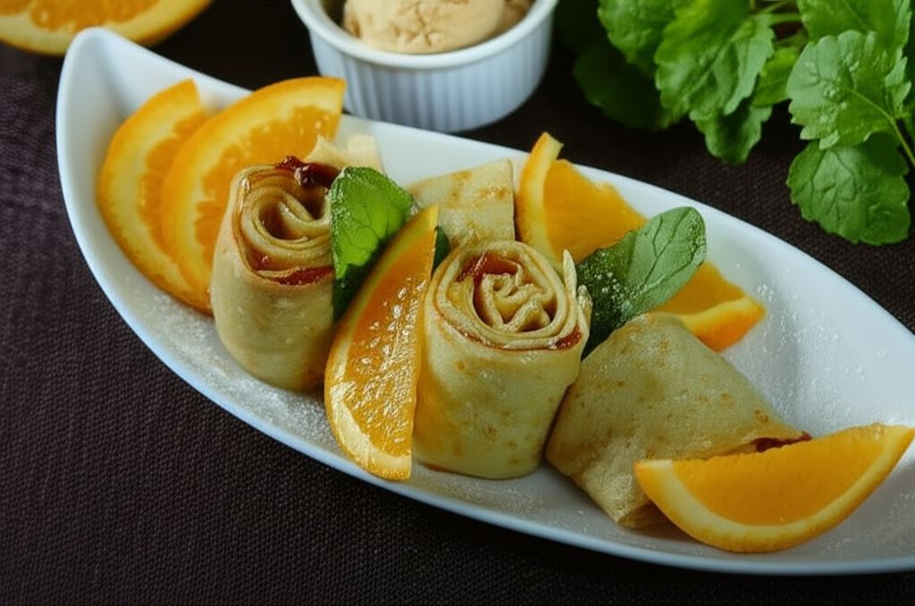 Naleśniki z dżemem i lodami waniliowymi