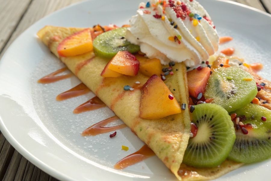 Naleśniki z owocami i bitą śmietaną