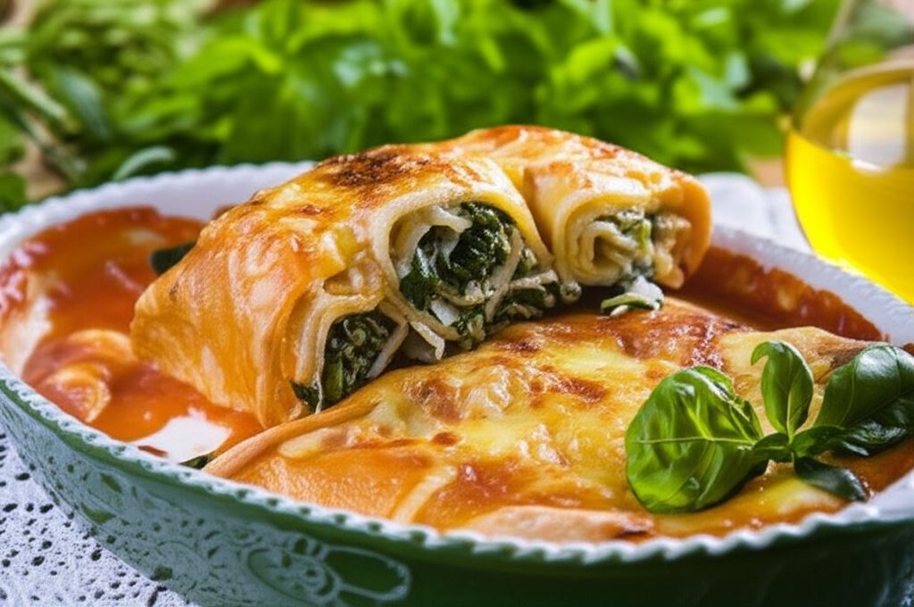 Naleśniki z trzema serami w sosie pomidorowym