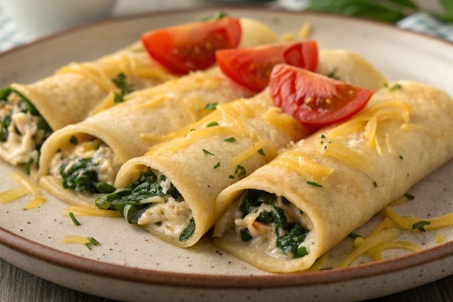 Naleśniki ze szpinakiem i kurczakiem