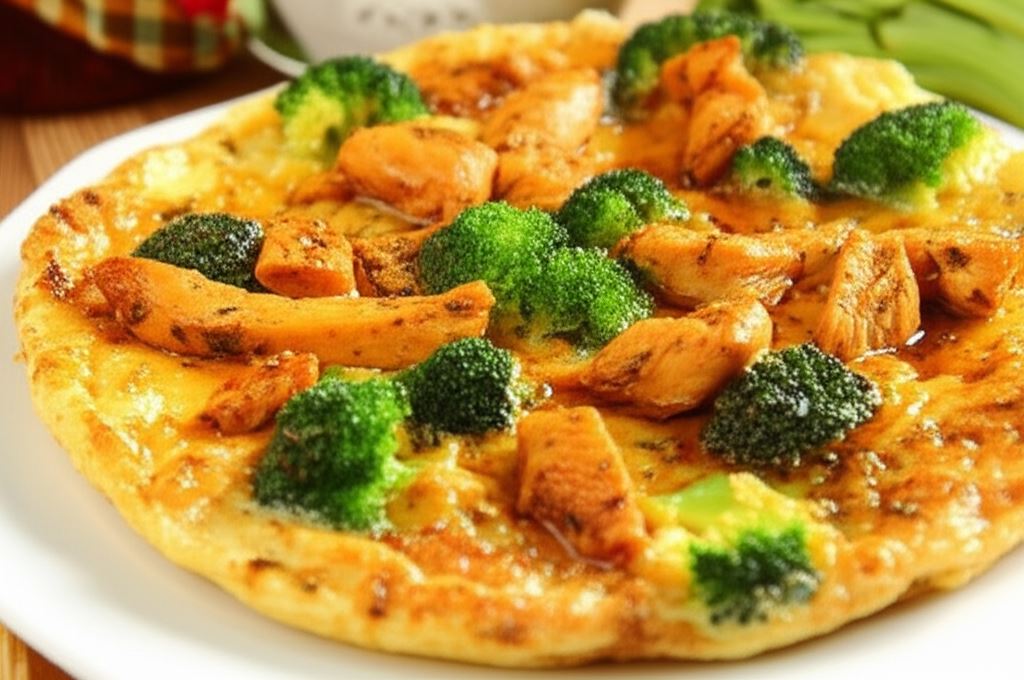 Omlet z kurczakiem i brokułami