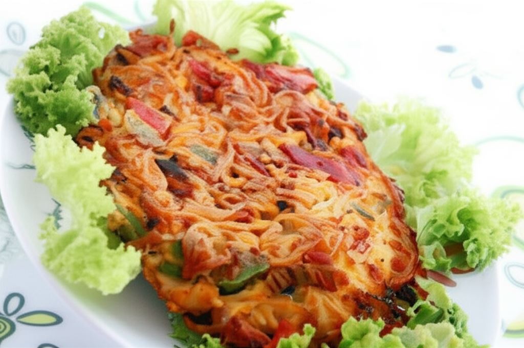 Omlet z makaronu na ostro