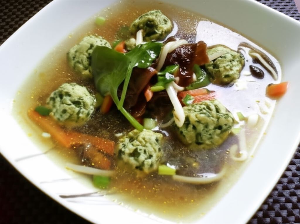 Orientalna zupka z mięsno szpinakowymi pulpecikami