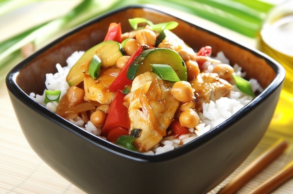 Orientalny kurczak z ciecierzycą i warzywami po indyjsku