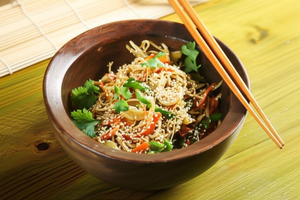 Orientalny makaron z warzywami