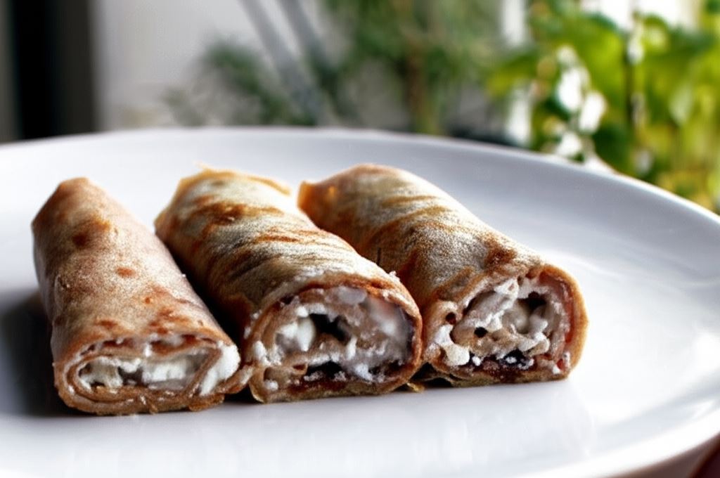 Orkiszowe naleśniki z nadzieniem serowo-grzybowym