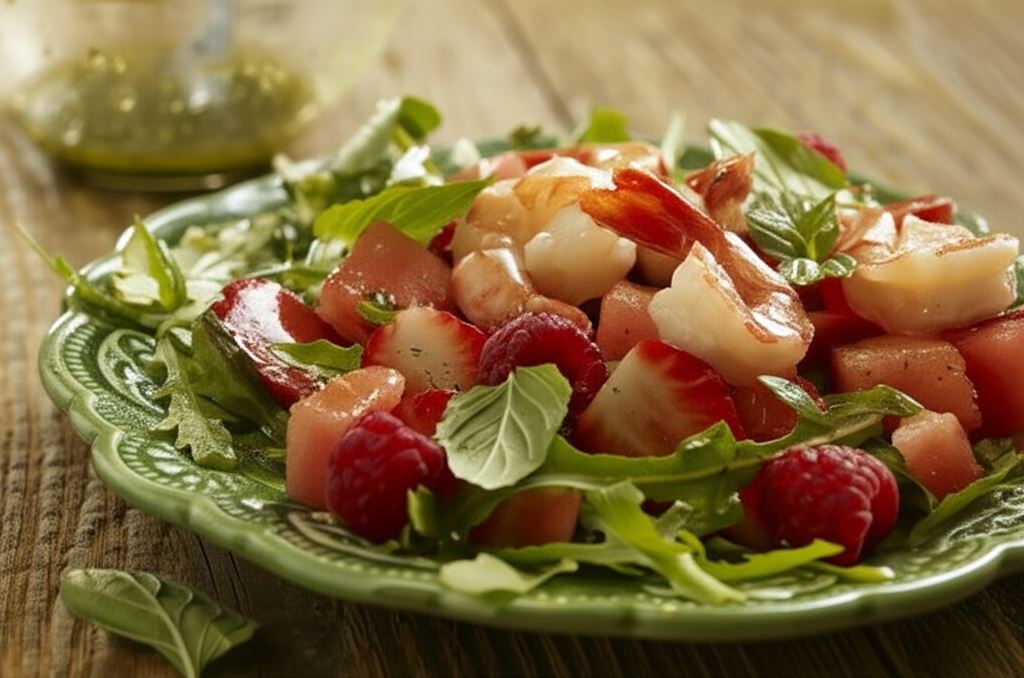 Owocowa sałatka z krewetkami