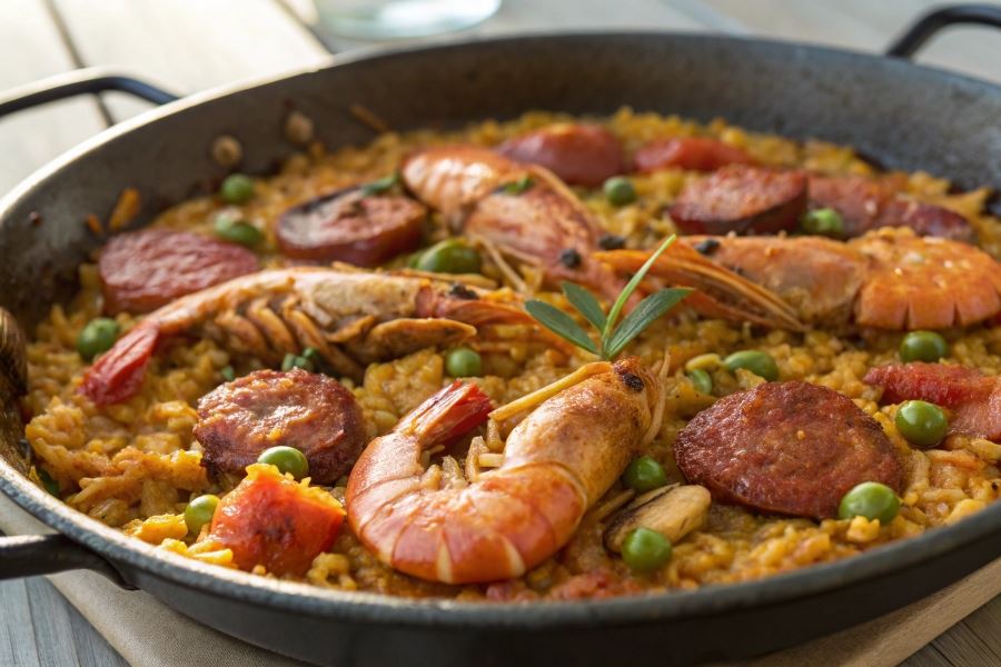 Paella z królikiem
