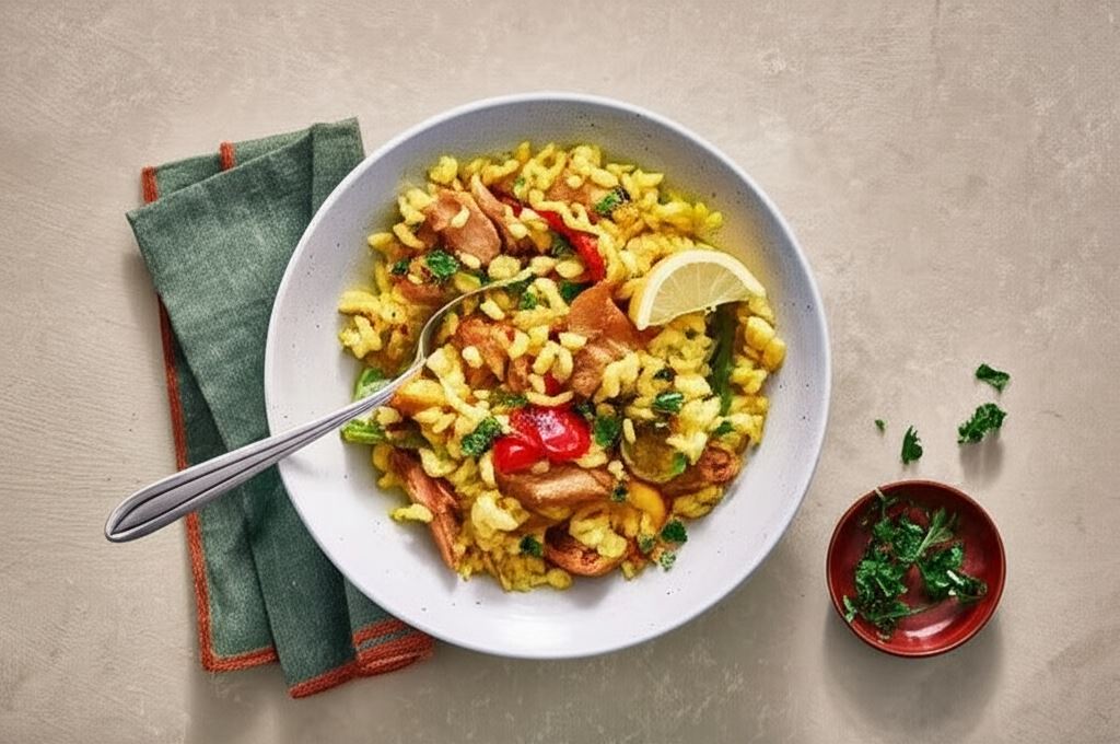 Paella z szafranem i cytryną