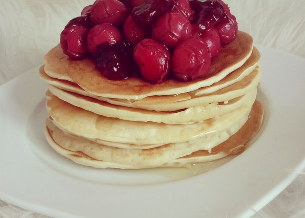 Pancakes amerykańskie z wiśniami i miodem dietetyczne