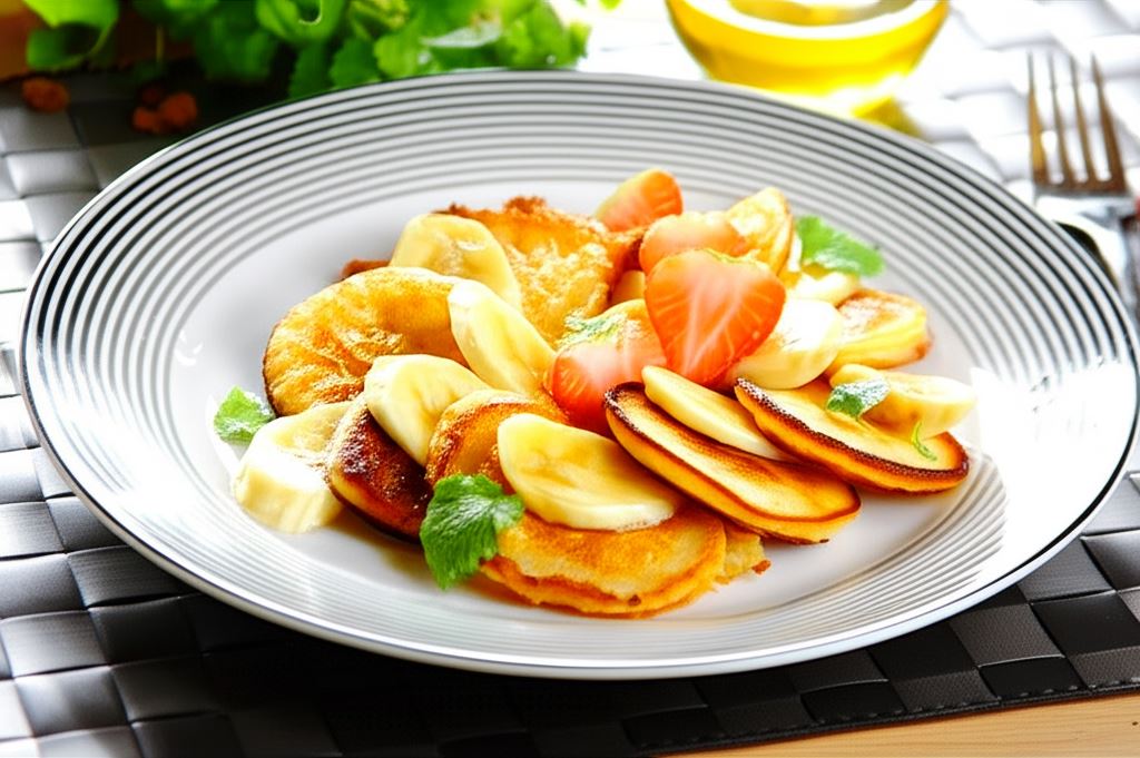 Pancakes z bananami i syropem klonowym