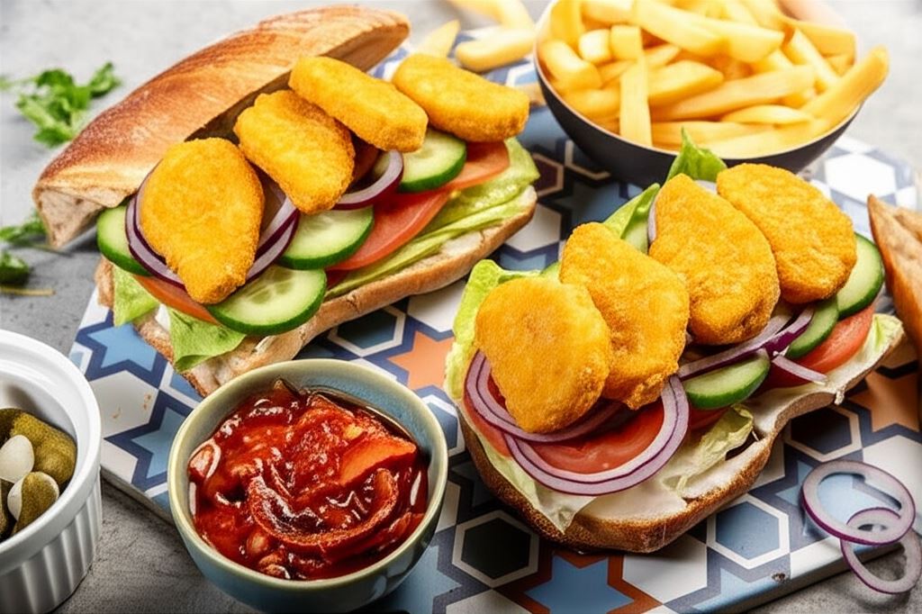 Panini z vege nuggetsami i majonezem wegańskim