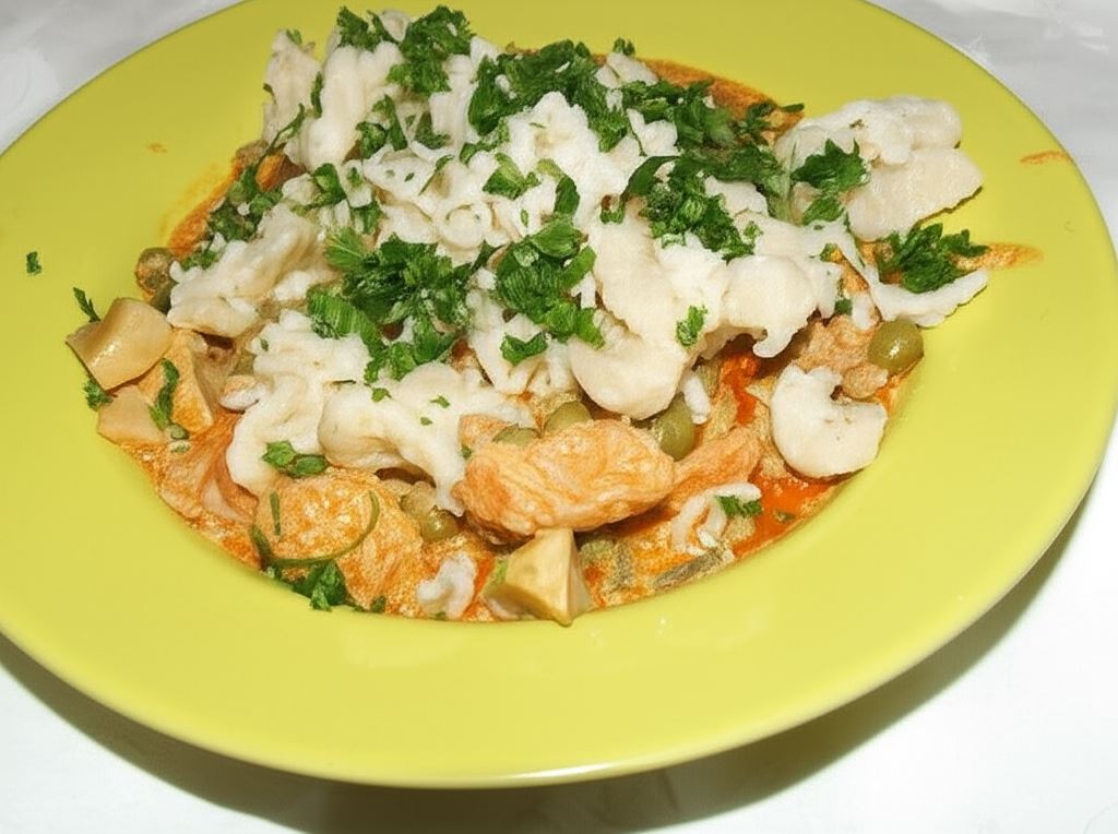 Paprykowy kurczak z warzywami w sosie śmietanowym