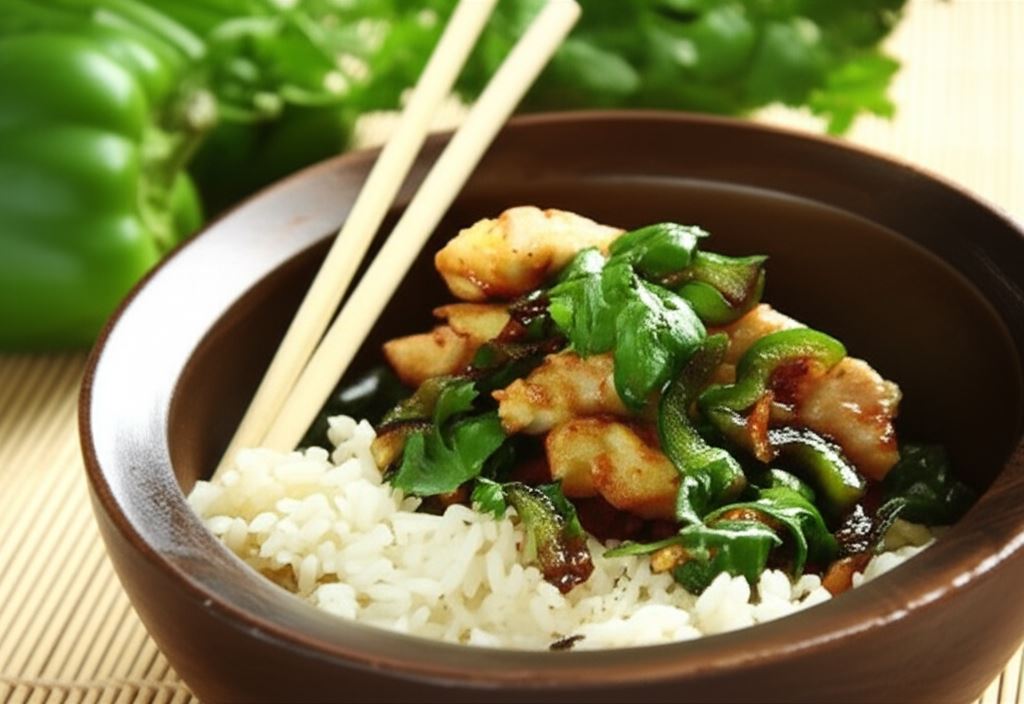 Paseczki wieprzowiny z zieloną papryką