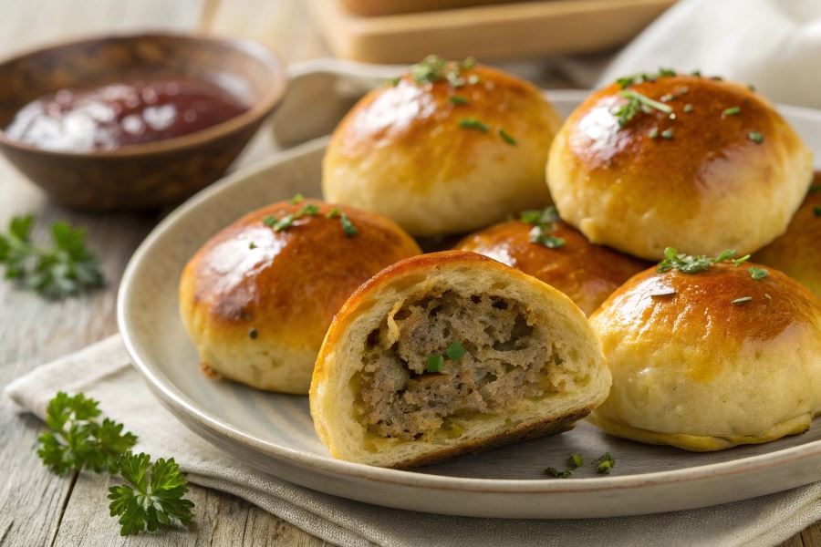 Paszteciki drożdżowe z kapustą i mięsem