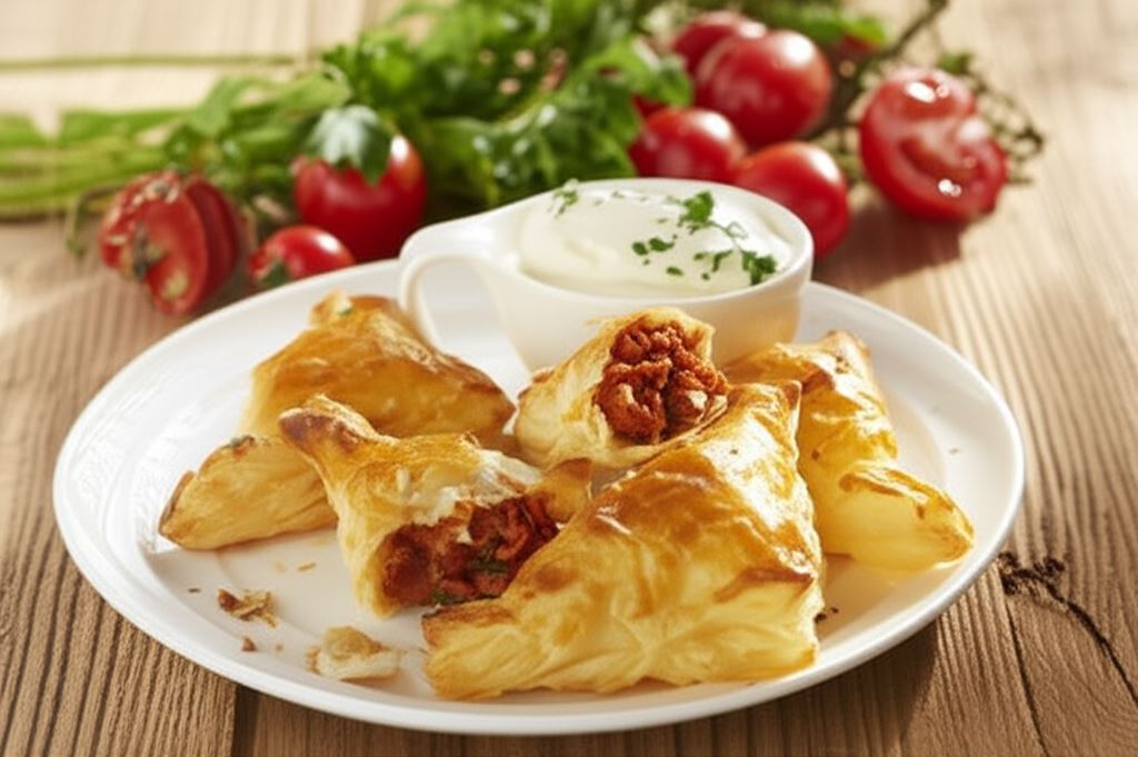 Paszteciki z ciasta francuskiego z nadzieniem bolognese