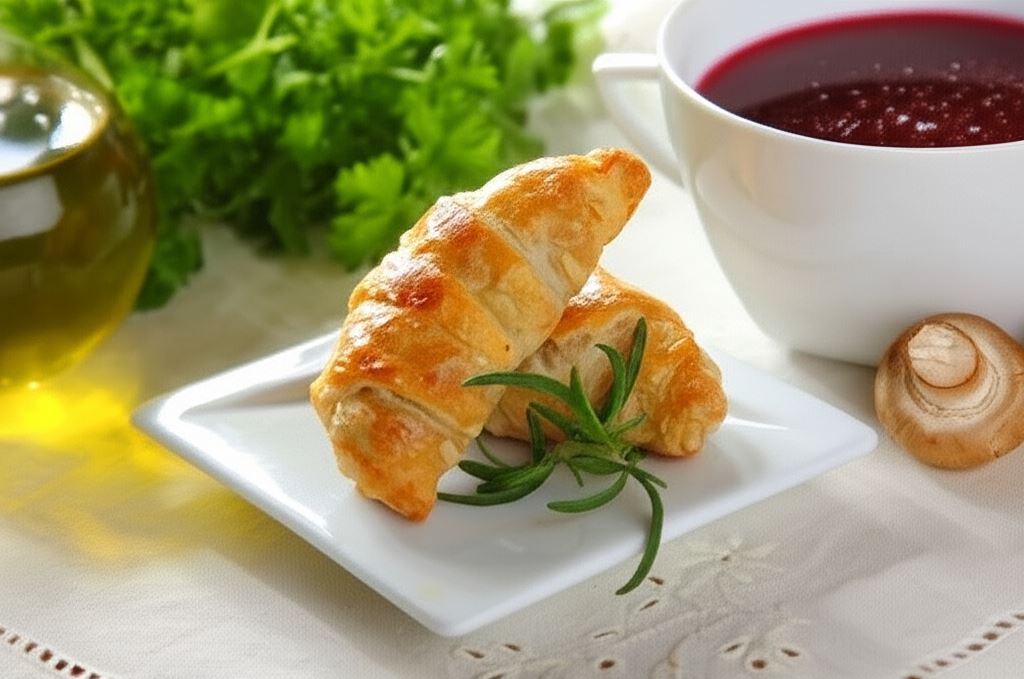 Paszteciki z pieczarkami i serem pleśniowym