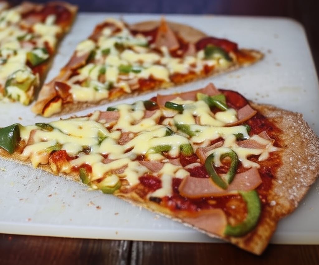 Pełnoziarnista pizza z szynką i papryką