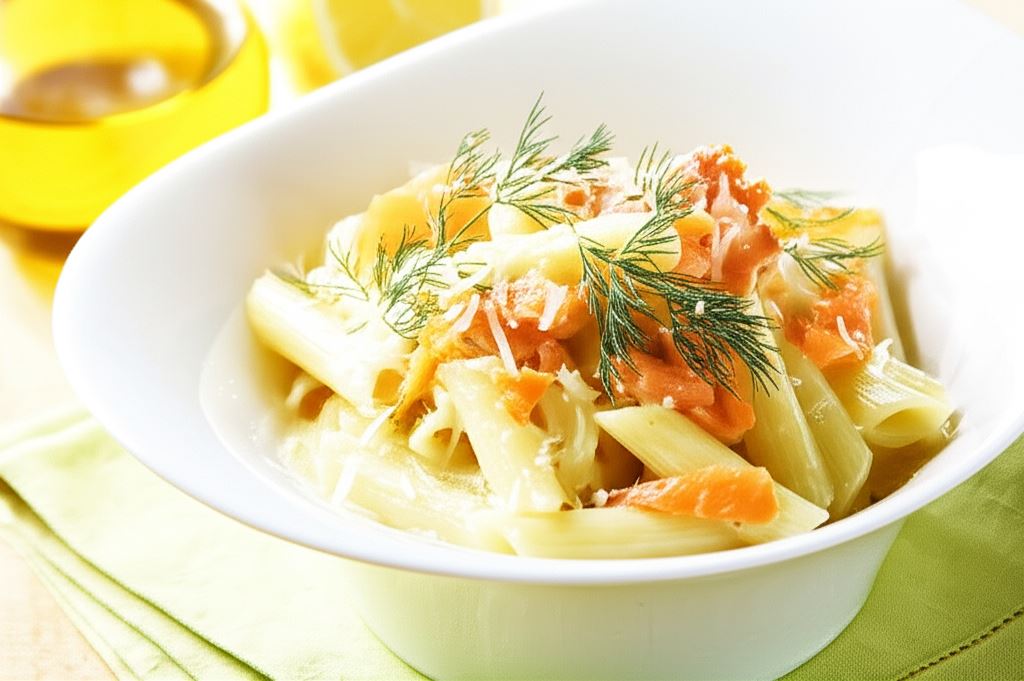 Penne z łososiem