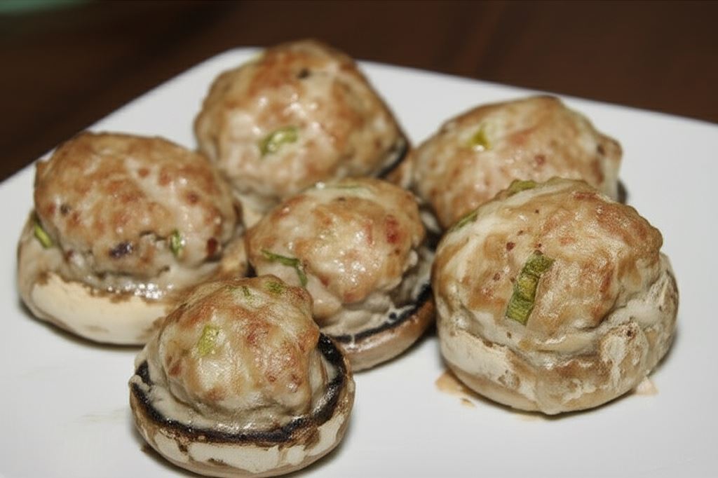 Pieczarki faszerowane mięsem i dymką