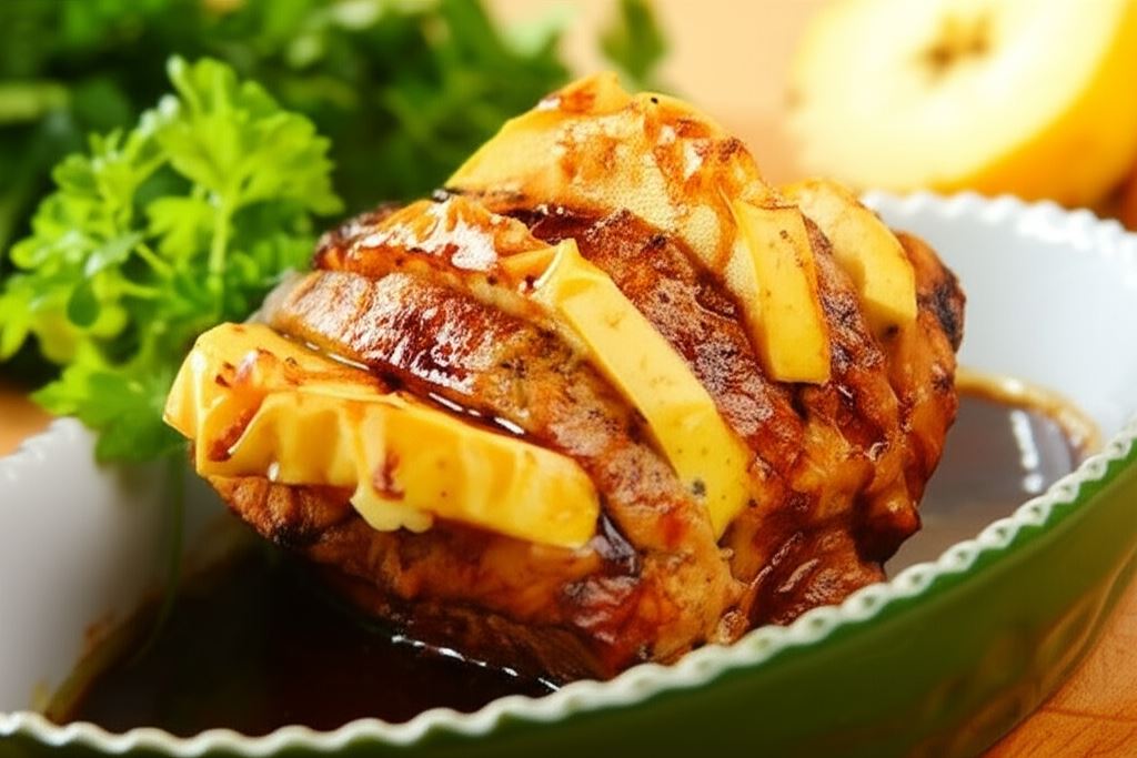 Pieczeń schabowa przekładana jabłkami