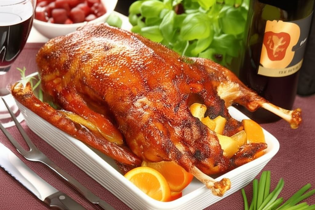 Pieczona gęś z jabłkami