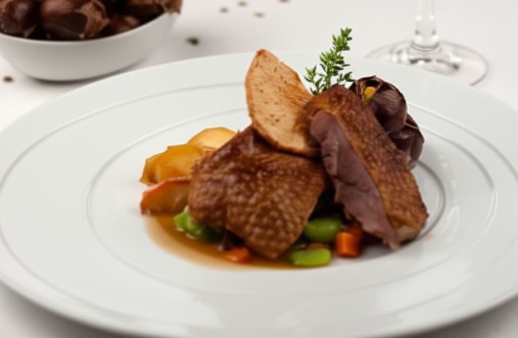 Pieczona gęś z kasztanami (lub jabłkami)