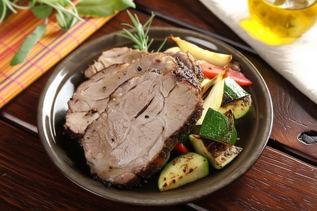 Pieczona karkówka w kruszonym pieprzu