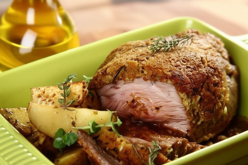 Pieczona karkówka z ziołowym chrustem