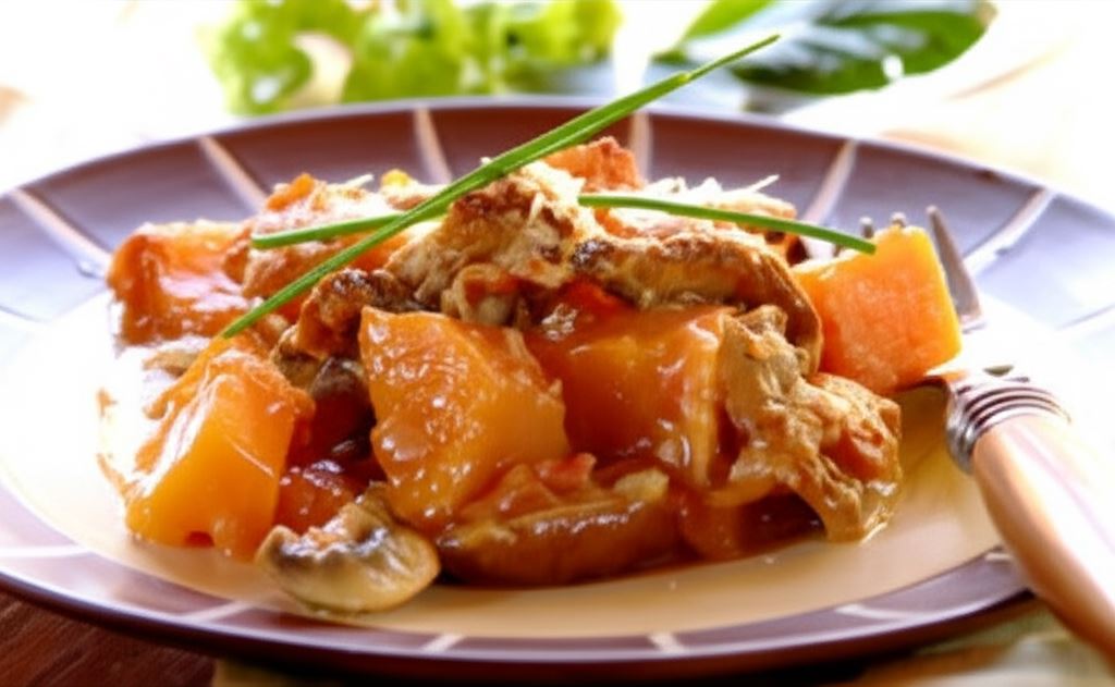 Pieczone bataty z grzybami