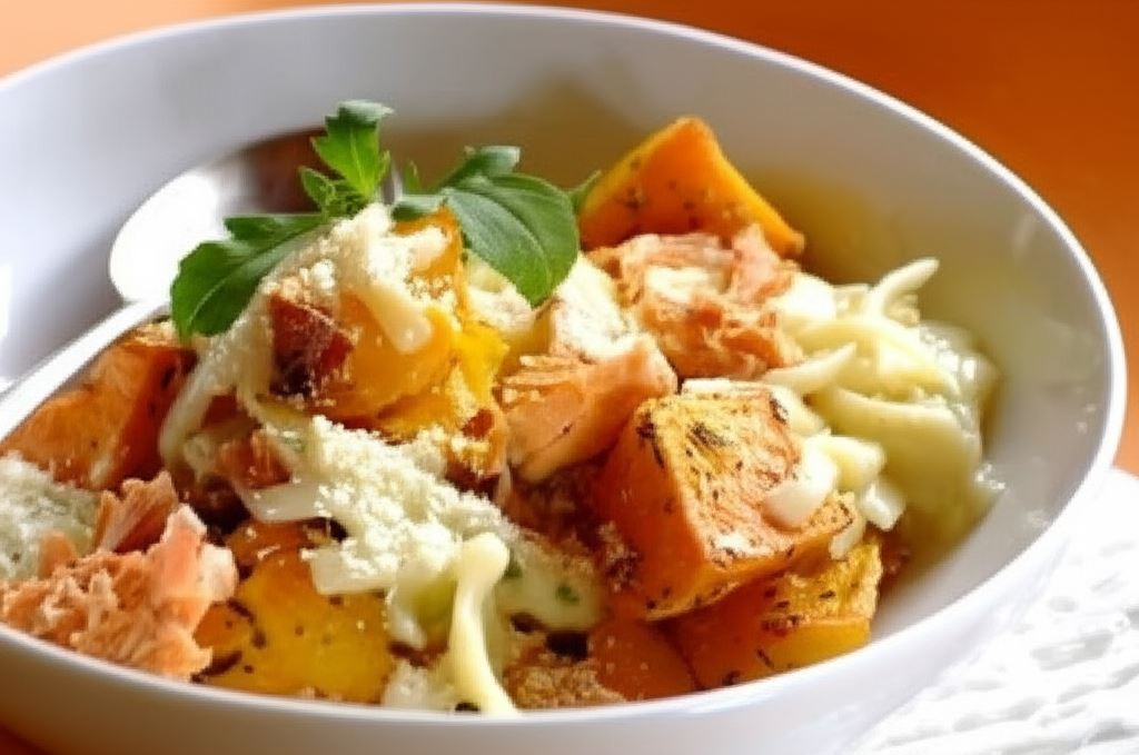 Pieczone bataty z łososiem