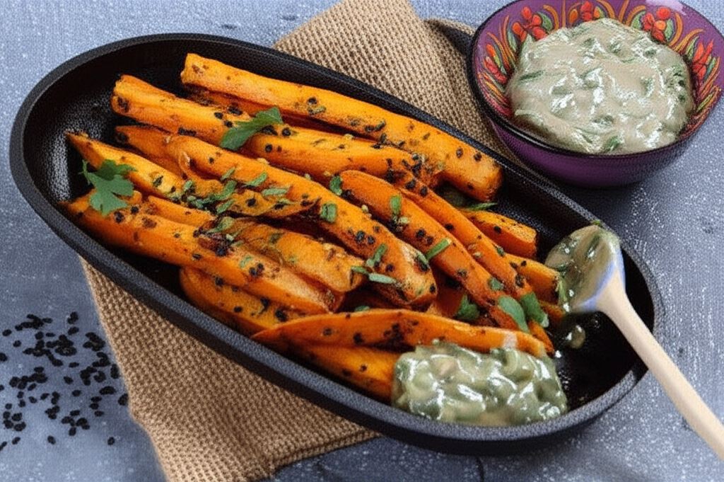 Pieczone bataty z sosem tahini