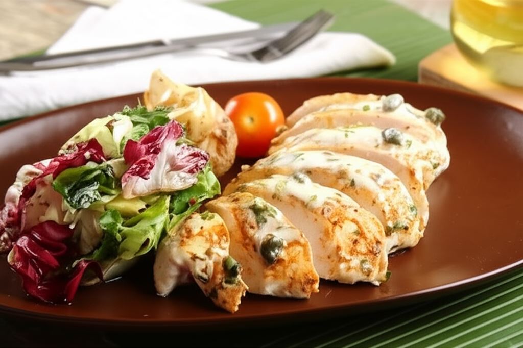 Pieczone piersi z kurczaka z czosnkiem i kaparami