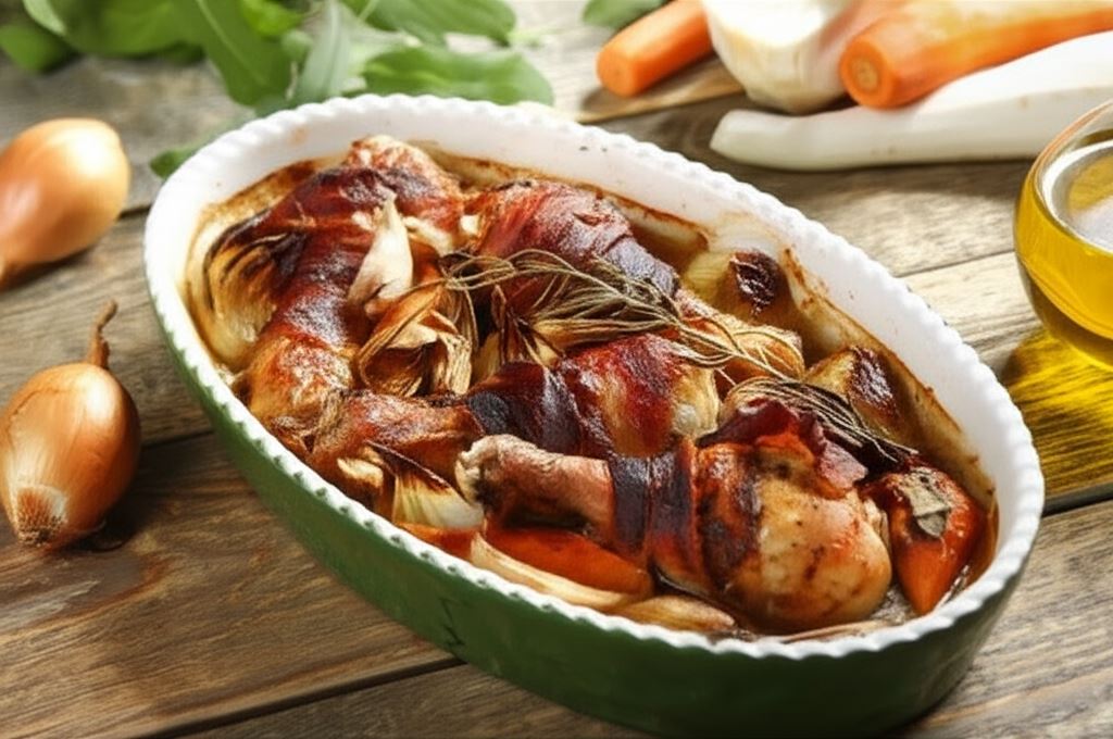 Pieczone udka z boczkiem