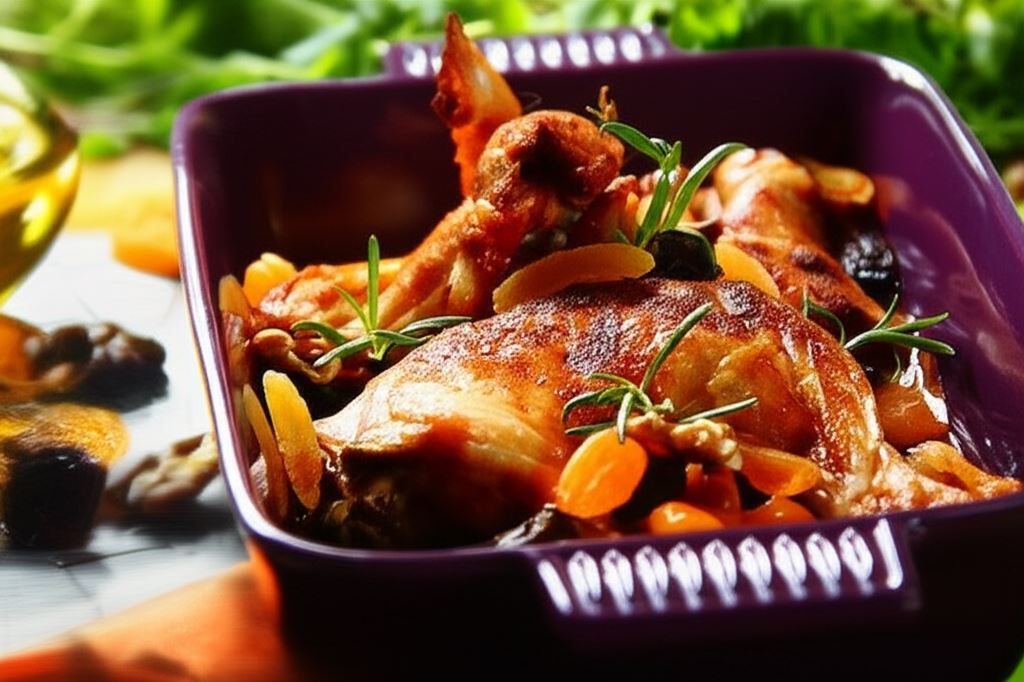 Pieczony kurczak z suszonymi owocami