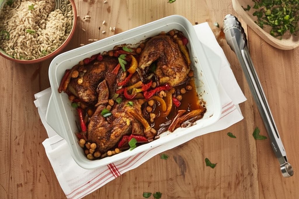 Pieczony kurczak z ciecierzycą po marokańsku