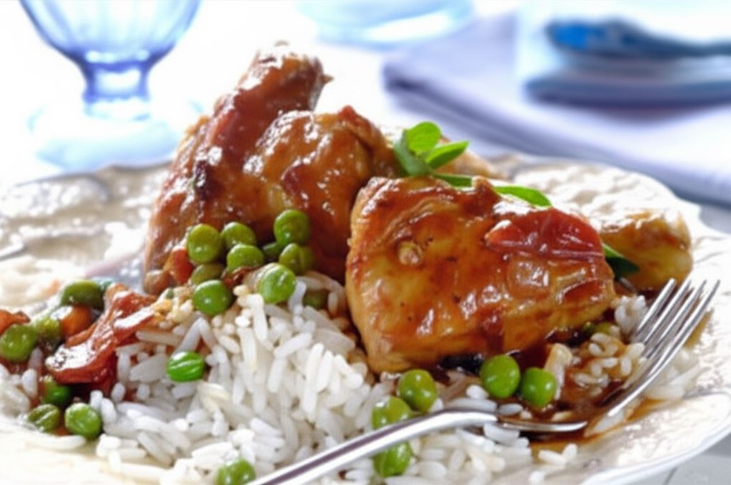 Pieczony kurczak z groszkiem