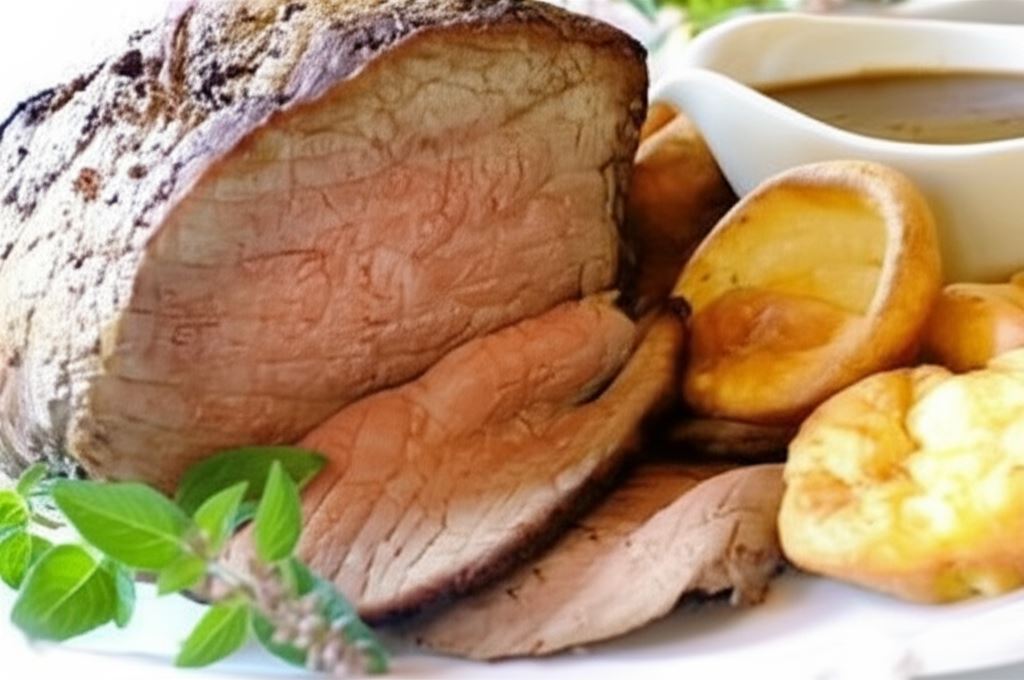 Pieczony rostbef z sosem z czerwonego wina