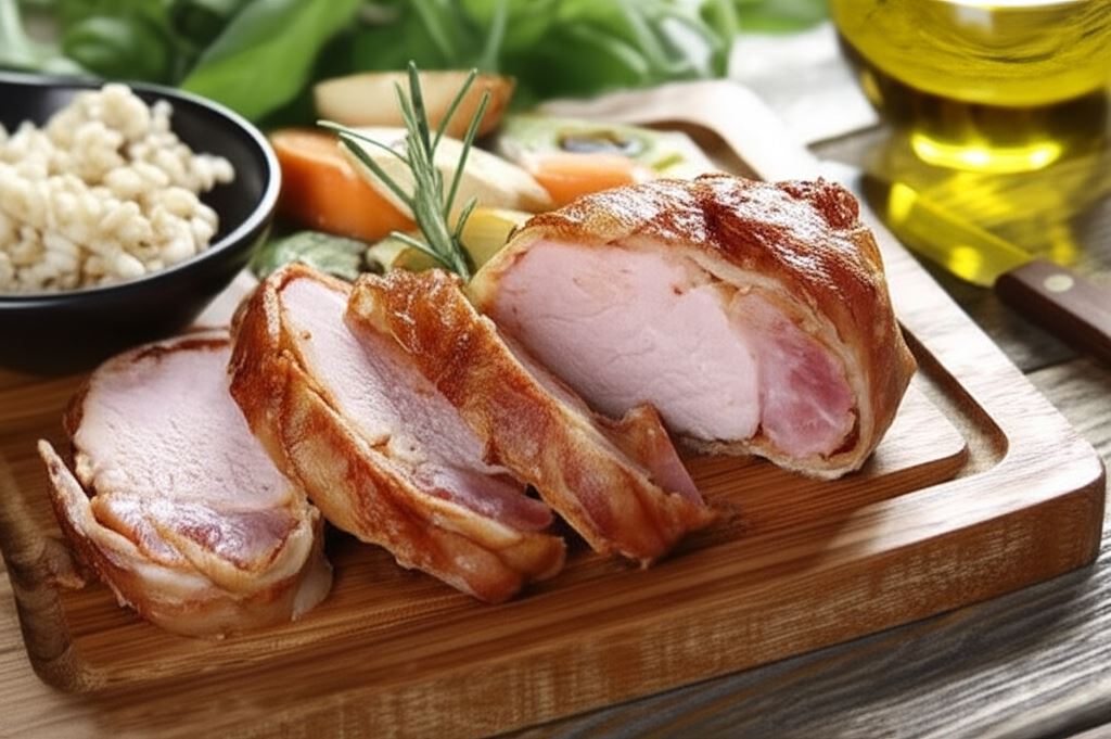 Pieczony schab z boczkiem wędzonym