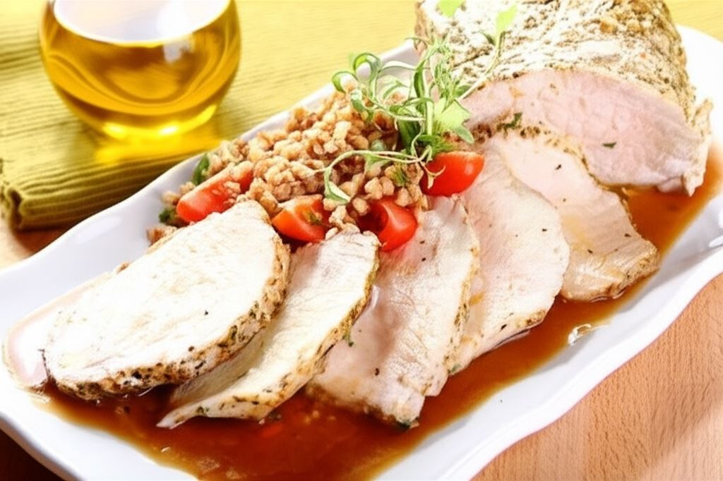 Pieczony schab z sosem myśliwskim