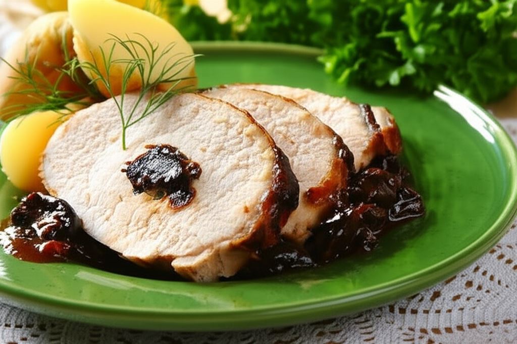 Pieczony schab ze śliwką w rękawie