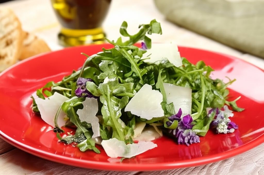 Pieczony topinambur z rukolą