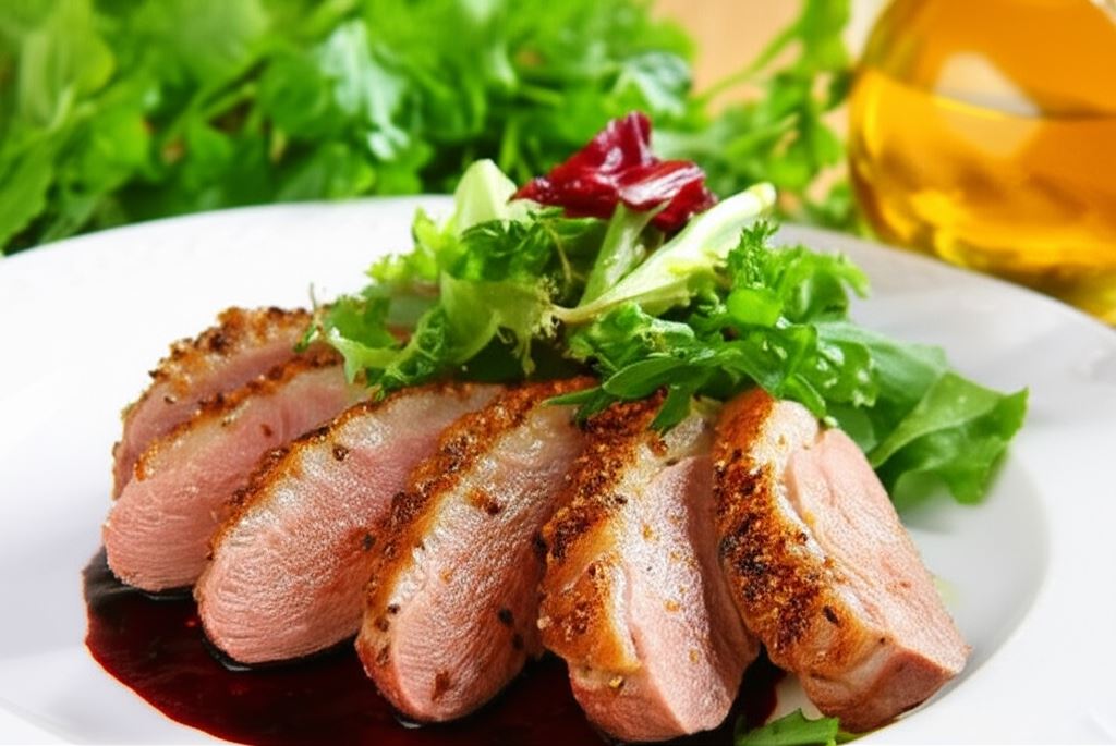 Pierś kaczki w sosie owocowym