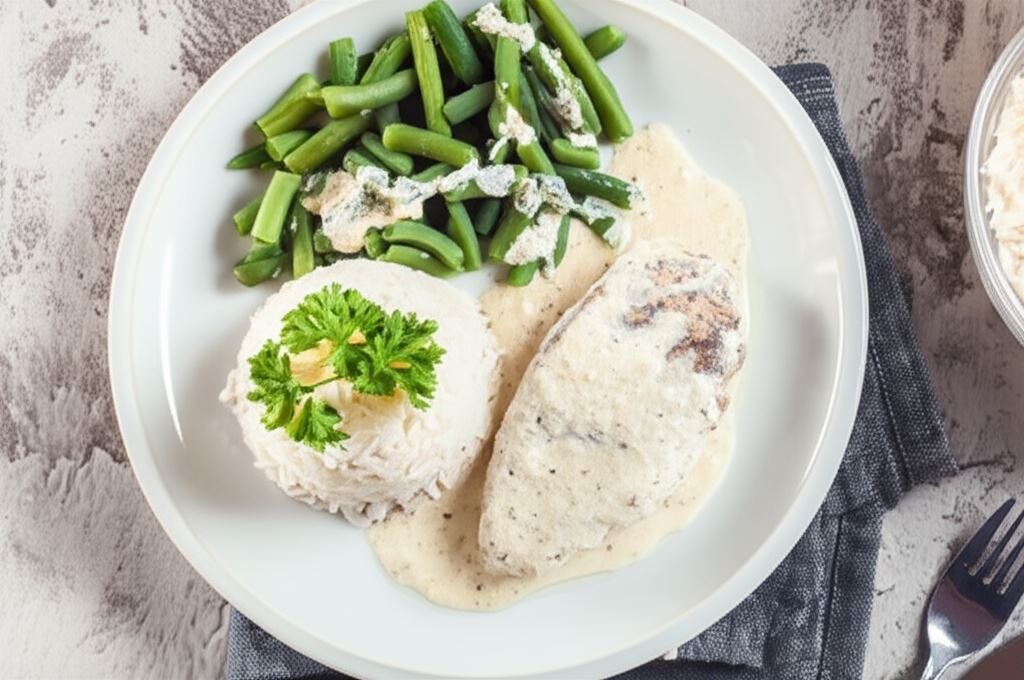 Pierś z kurczaka w delikatnym sosie śmietanowym